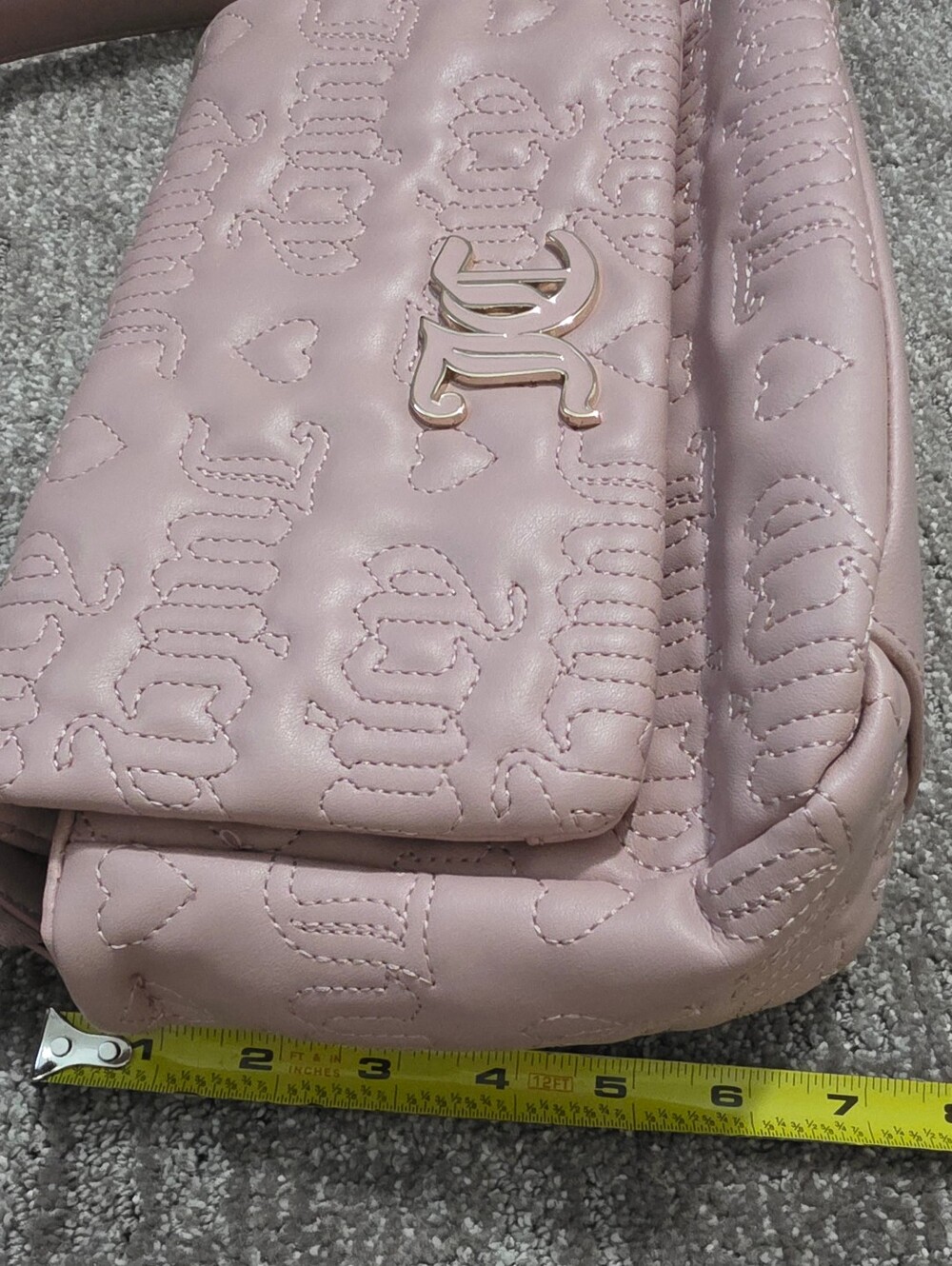 Pink Juicy Couture League Crossbody Bag Embossed Hearts Coquette Y2K Soft Girl - Picture 10 of 14